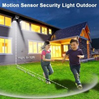 Emaner Motion Sensor Light Outside Dusk To Dawn Floodlight 5000K 4Mode Security Light 2800Lm Waterproof 120V Eave Mount Spot