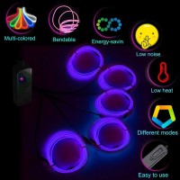 Maxlax El Wire Portable Neon Lights El Wire 5 In 1 Meter Electroluminescent Wire For Halloween Decoration Christmas Party Bl