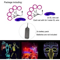 Maxlax El Wire Portable Neon Lights El Wire 5 In 1 Meter Electroluminescent Wire For Halloween Decoration Christmas Party Bl