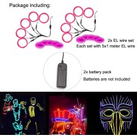 Maxlax El Wire Portable Neon Lights El Wire 5 In 1 Meter Electroluminescent Wire For Halloween Decoration Christmas Party Bl