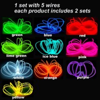 Maxlax El Wire Portable Neon Lights El Wire 5 In 1 Meter Electroluminescent Wire For Halloween Decoration Christmas Party Bl