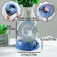 236In 3D Crystal Ball Engraved Fairy With Moon Gifts Night Light With Space Base Table Home Decor Figurine