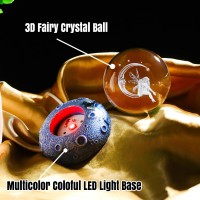 236In 3D Crystal Ball Engraved Fairy With Moon Gifts Night Light With Space Base Table Home Decor Figurine