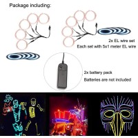 Maxlax El Wire Portable Neon Lights El Wire 5 In 1 Meter Electroluminescent Wire For Halloween Decoration Christmas Party Bl