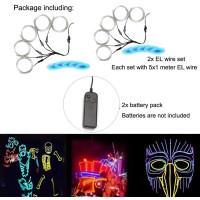 Maxlax El Wire Portable Neon Lights El Wire 5 In 1 Meter Electroluminescent Wire For Halloween Decoration Christmas Party Bl