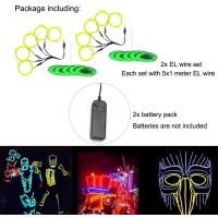 Maxlax El Wire Portable Neon Lights El Wire 5 In 1 Meter Electroluminescent Wire For Halloween Decoration Christmas Party Bl