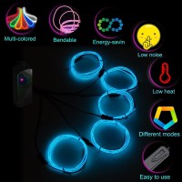 Maxlax El Wire Portable Neon Lights El Wire 5 In 1 Meter Electroluminescent Wire For Halloween Decoration Christmas Party Bl