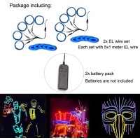 Maxlax El Wire Portable Neon Lights El Wire 5 In 1 Meter Electroluminescent Wire For Halloween Decoration Christmas Party Bl