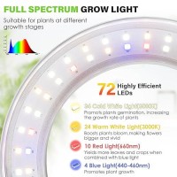 Lordem 63 Ceiling Grow Light For Indoor Plants 72 Leds Full Spectrum Halo Plant Light Under Cabinet Growing Lamp With 48