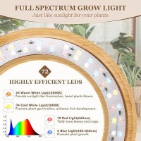 Lordem Bamboo Ceiling Grow Light For Indoor Plants 72 Leds Full Spectrum Plant Light 63 Halo Under Cabinet Growing Lamp Wi