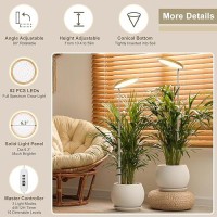 Lbw 2024 Bamboo Plant Grow Light 82 Leds Full Spectrum Grow Lamp For Indoor Plants 4Level Brightness Round Plant Light With 4