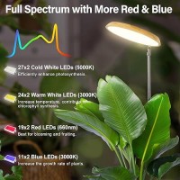 Lbw 2024 Bamboo Plant Grow Light 82 Leds Full Spectrum Grow Lamp For Indoor Plants 4Level Brightness Round Plant Light With 4