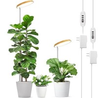 Lbw 2024 Bamboo Plant Grow Light 82 Leds Full Spectrum Grow Lamp For Indoor Plants 4Level Brightness Round Plant Light With 4