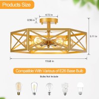 Xsdetu 1968 Gold Flush Mount Ceiling Light 6 Light Flush Mount Light Fixture Modern Close To Ceiling Light With Metal Hexag