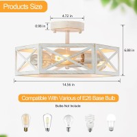 Xsdetu 3Light Flush Mount Ceiling Light Fixture Modern Close To Ceiling Light With White Metal Hexagon Cage Farmhouse Ceiling