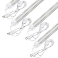 Epestoec 4Pack Led Shop Light 2Ft V Shape Integrated T8 Led Tube Light 3000Lm 20W 5000K Super Bright White High Output Linkable