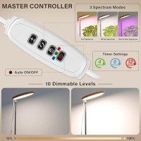 Lbw 2024 Bamboo Plant Grow Light 82 Leds Full Spectrum Grow Lamp For Indoor Plants 4812H Auto Timer 4 Brightness Adjustable