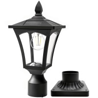 Solar Post Lights 3000K Solar Lamp Post Light Fixture With Pier Mount Base Dusk To Dawn Solar Post Lights Outdoor Waterproof F