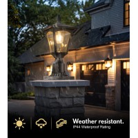 Solar Post Lights 3000K Solar Lamp Post Light Fixture With Pier Mount Base Dusk To Dawn Solar Post Lights Outdoor Waterproof F