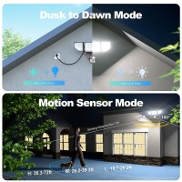 Lamvip 85W Motion Sensor Outdoor Lights Plug In 8500Lm Led Security Lights With 3 Head Motion Flood Light Detector Dusk To Dawn