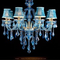 Oufula Blue Style Crystal Pendent Lamp European Candle Art Lamp Living Room Restaurant Bedroom Chandelier (B 8 Lights)