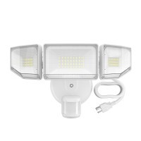 Lamvip 85W Motion Sensor Outdoor Lights Plug In 8500Lm Led Security Lights With 3 Head Motion Flood Light Detector Dusk To Dawn