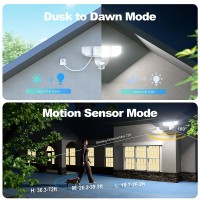 Lamvip 85W Motion Sensor Outdoor Lights Plug In 8500Lm Led Security Lights With 3 Head Motion Flood Light Detector Dusk To Dawn