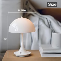 Divekid Cordless Mushroom Table Lamp With Touch Sensor 3 Color Stepless Dimmable Portable Battery Operated Lights For Bedroom D