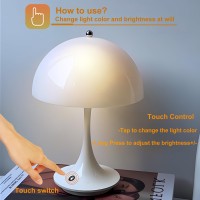 Divekid Cordless Mushroom Table Lamp With Touch Sensor 3 Color Stepless Dimmable Portable Battery Operated Lights For Bedroom D