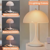 Divekid Cordless Mushroom Table Lamp With Touch Sensor 3 Color Stepless Dimmable Portable Battery Operated Lights For Bedroom D