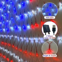 Renoliss American Flag Light Solar Powered 420 Led Ip65 Waterproof Extra Large 66X33Ft July 4Th Patriotic Decorations