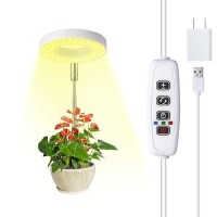 Halo Ring Grow Lights For Small Indoor Plants Warmwhite 48Leds Full Spectrum Plant Light Height Adjustable With 5V 2A Adapter