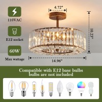 Piepooye 4 Lights Modern Crystal Chandelier Oil Rubbed Bronze Round Semi Flush Mount Ceiling Light Fixture Farmhouse Chandelier