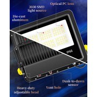 Gefolly Flood Lights Outdoor 300W, 38400Lm Stadium Lights Super Bright 5000K Commercial Area Lighting Dusk To Dawn, Ip66 Waterproof Floodlight Work Lights For Sport Fields, Courts, Yard And Barn