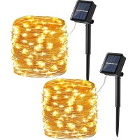 Brizled Solar String Lights 2 Pack Total 66Ft 200 Led Solar Fairy Lights Outdoor 8 Modes Solar Twinkle Lights Waterproof Sola