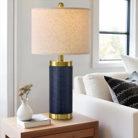 Usumkky 245 Modern Ceramic Blue Single Bedside Lamp For Bedroom Decor Farmhouse Table Lamp For Living Room Office Dorm