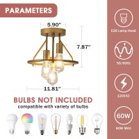 Qgiytp Gold 3Light Semi Flush Mount Ceiling Light Fixture Metal Farmhouse Vintage Chandelier Circle Ceiling Lamp For Bathroom K