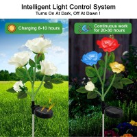 Yshengmian Solar Lights Outdoor For Garden Decor Waterproof 2 Pack With 8 Rose Lights Decorative 7 Color Changing For Garden P