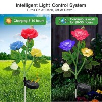 Yshengmian Solar Lights Outdoor For Garden Decor Waterproof 2 Pack With 8 Rose Lights Decorative 7 Color Changing For Garden P