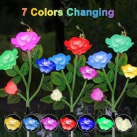 Yshengmian Solar Lights Outdoor For Garden Decor Waterproof 2 Pack With 8 Rose Lights Decorative 7 Color Changing For Garden P