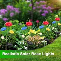 Yshengmian Solar Lights Outdoor For Garden Decor Waterproof 2 Pack With 8 Rose Lights Decorative 7 Color Changing For Garden P