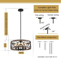 Shiandar Semi Flush Mount Ceilnig Light 6Light Farmhouse Chandelier Rustic Modern Light Fixture Ceiling Mount Round Metal Vinta