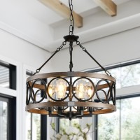 Shiandar Rustic Chandeliers Farmhouse Chandelier Lighting For Dining Room 6Light Close To Ceiling Lighting For Entryway Kitchen