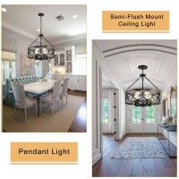 Shiandar Light Fixtures Ceiling Mount 5 Light Flush Mount Ceiling Light With Chain Height Adjustable Rustic Farmhouse Chandelier