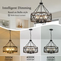 Shiandar Light Fixtures Ceiling Mount 5 Light Flush Mount Ceiling Light With Chain Height Adjustable Rustic Farmhouse Chandelier