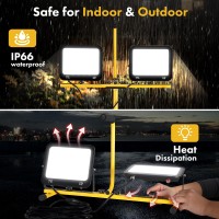 Yaoledly 75W 7500Lm Led Work Light 6000K Ip66 Waterproof Flood Light 15Ft Power Cord Portable Led Lights For Outdoor Indoor