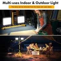 Yaoledly 75W 7500Lm Led Work Light 6000K Ip66 Waterproof Flood Light 15Ft Power Cord Portable Led Lights For Outdoor Indoor