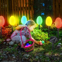 Tujoe 12 Pcs Large Solar Easter Eggs Lights 5 X 3 Inch Led Easter Eggs Easter Decorations Outdoor Multicolor Solar Easter Egg Lights With Stake Easter Egg Lights For Yard Garden Path Lawn