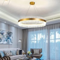 Chandelier , Modern Led Crystal Chandelier Flush Mount Crystal Pendant Light Light Luxury Ring Led Crystal Hanging Light For Bedroom Living Room Dining Room Hotel ( Color : Onecolor , Size : 50Cm/19.7