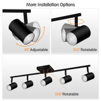 Boostarea Track Lighting Kit Kitchen Lighting Fixtures Ceiling 5 Way Ceiling Spot Lights Rotatable Light Heads Modern Track